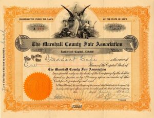 Marshall County Fair Association - Stock Certificate