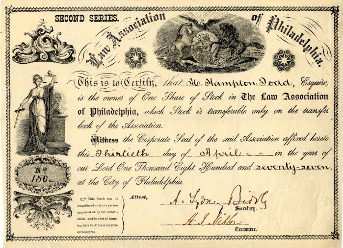 Law Association of Philadelphia - Stock Certificate