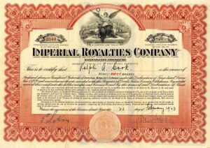Imperial Royalties Co. - Kansas City, Missouri Stock Certificate
