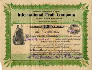 International Fruit Co. - Stock Certificate