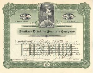 Sanitary Drinking Fountain Co. - Stock Certificate