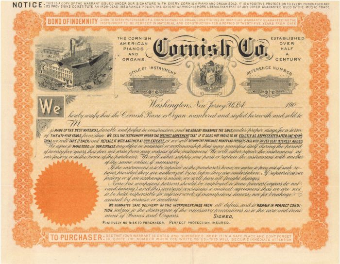 Cornish Co.- Warranty