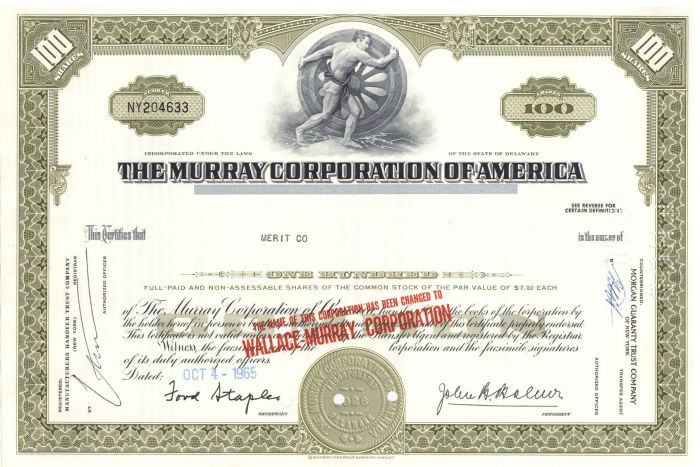 Murray Corporation of America - Stock Certificate