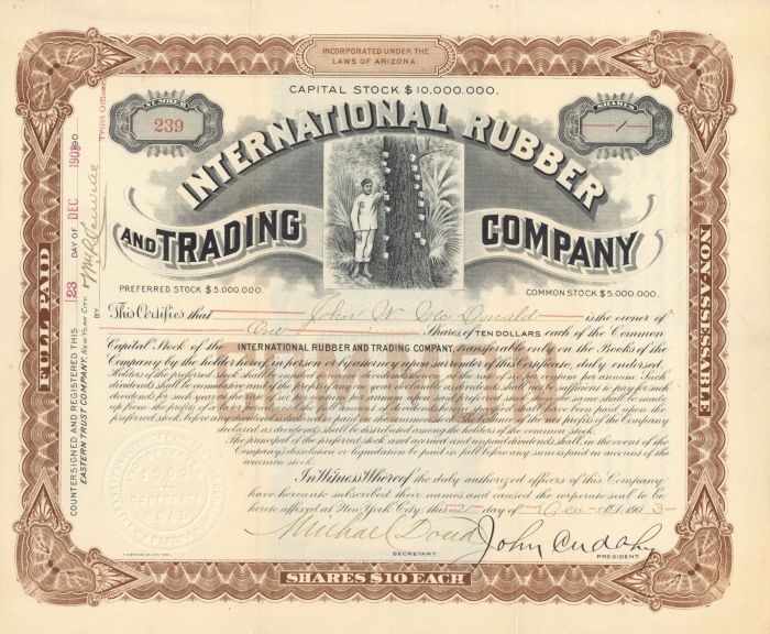 International Rubber and Trading Company- Stock Certificate