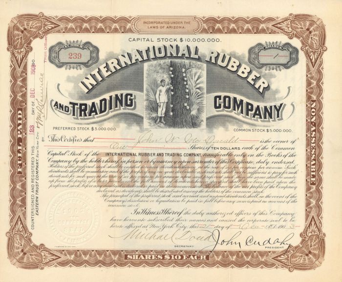 International Rubber and Trading Co.- Stock Certificate