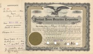Portland Union Securities Corporation - Stock Certificate