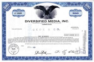 Diversified Media, Inc. - 1970's dated Stock Certificate - Telecommunications