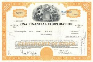 CNA Financial Corporation - Stock Certificate - Insurance Company