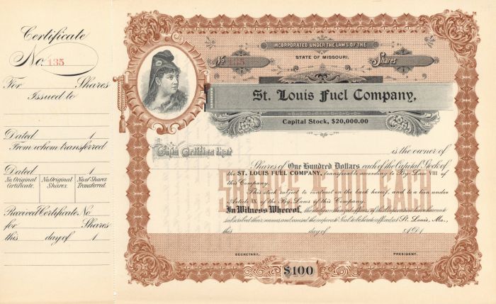 St. Louis Fuel Co. - Stock Certificate