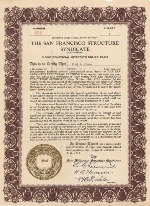 San Francisco Structure Syndicate - Stock Certificate