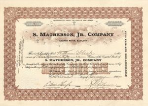 S. Matherson, Jr., Co. - Stock Certificate