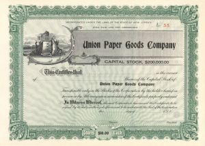 Union Paper Goods Co. - Stock Certificate