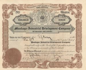 Muskogee Industrial Development Co. - Stock Certificate
