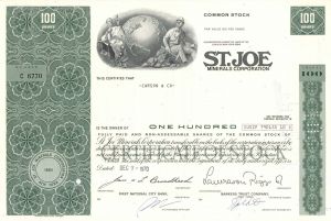 St. Joe Minerals Corp. - Stock Certificate