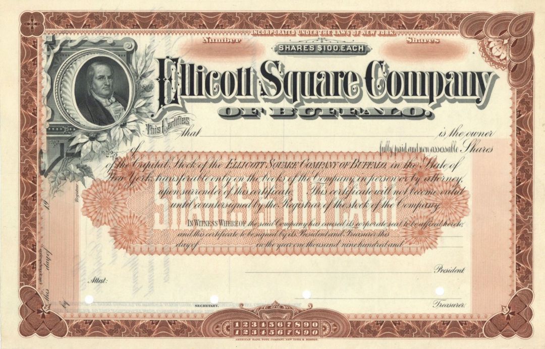 Ellicott Square Co. of Buffalo - Stock Certificate