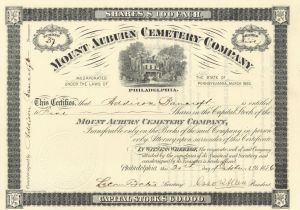 Mount Auburn Cemetary Co. - Stock Certificate