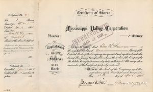 Mississippi Valley Corp. - Stock Certificate