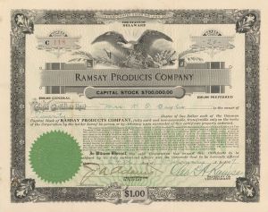 Ramsay Products Co. - Stock Certificate