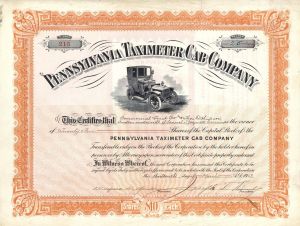 Pennsylvania Taximeter Cab Co. - Stock Certificate
