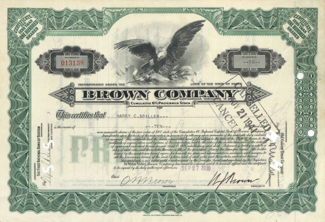 Brown Co. - Stock Certificate