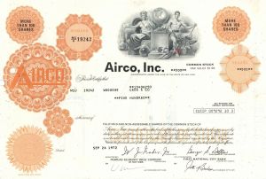 Airco, Inc. - 1970's dated Aviation Stock Certificate