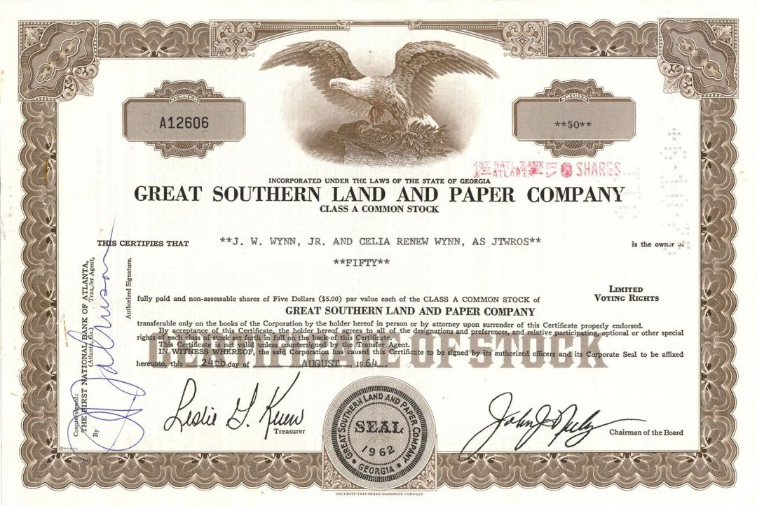 Great Southern Land and Paper Co. - Stock Certificate