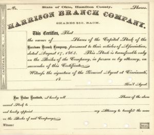 Harrison Branch Co. - Stock Certificate