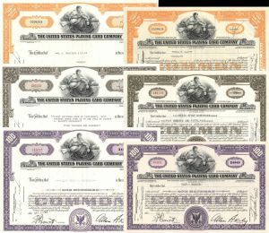 United States Playing Card Co. Set of 6 - Stock Certificate
