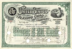 United States Playing Card Co. - 1920's dated Stock Certificate - Gaming and Gambling