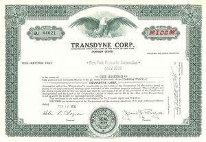 Transdyne Corp. -  Stock Certificate