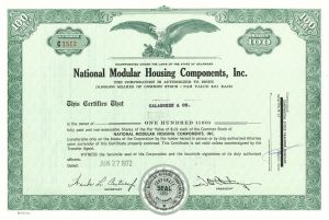 National Modular Housing Components, Inc. - Stock Certificate