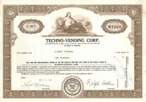 Techno-Vending Corp. - Stock Certificate