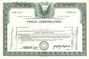 Vinco Corp. - Stock Certificate