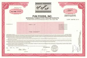Fun Foods, Inc. - Stock Certificate