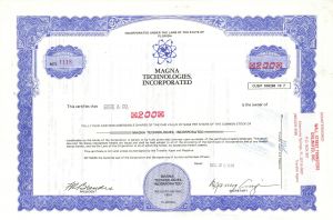 Magna Technologies, Inc. - Stock Certificate