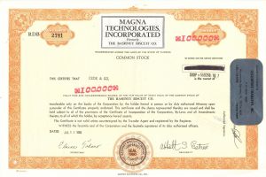 Magna Technologies, Inc. - Stock Certificate