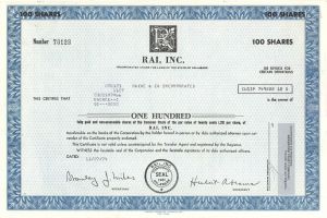 Rai, Inc. - Stock Certificate