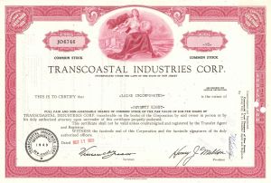 Transcoastal Industries Corp. - Stock Certificate