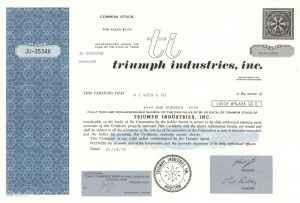 Triumph Industries, Inc. - Stock Certificate