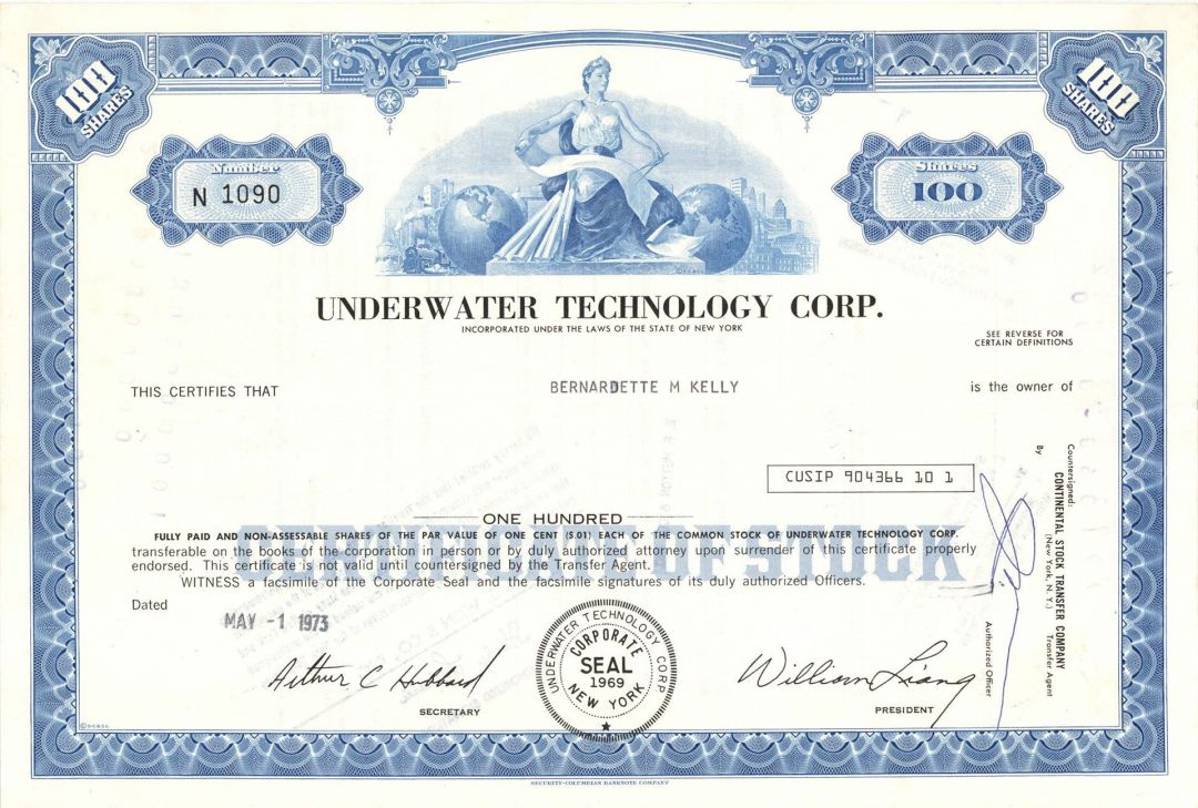 Underwater Technology Corp. - Stock Certificate
