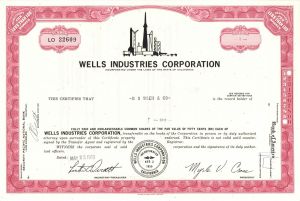 Wells Industries Corp. - Stock Certificate