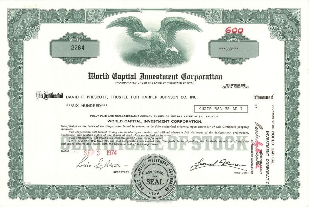 World Capital Investment Corp. - Stock Certificate