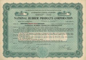 National Rubber Products Corp. - Stock Certificate