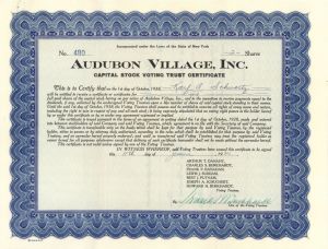 Audubon Village, Inc. - Stock Certificate