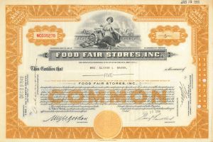 Food Fair Stores, Inc. - 1946-1954 Stock Certificate