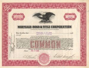 Mortgage-Bond and Title Corp. - 1932 dated Land Stock Certificate