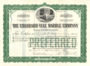 Colorado-Yule Marble Co. - 1907 dated Colorado Mining Stock Certificate