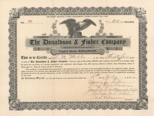 Donaldson and Fisher Co. - 1912 Stock Certificate