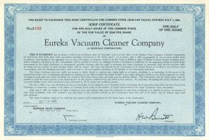 Eureka Vacuum Cleaner Co. - Stock Certificate