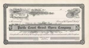 Pacific Coast Grand Opera Co. - Unissued Stock Certificate
